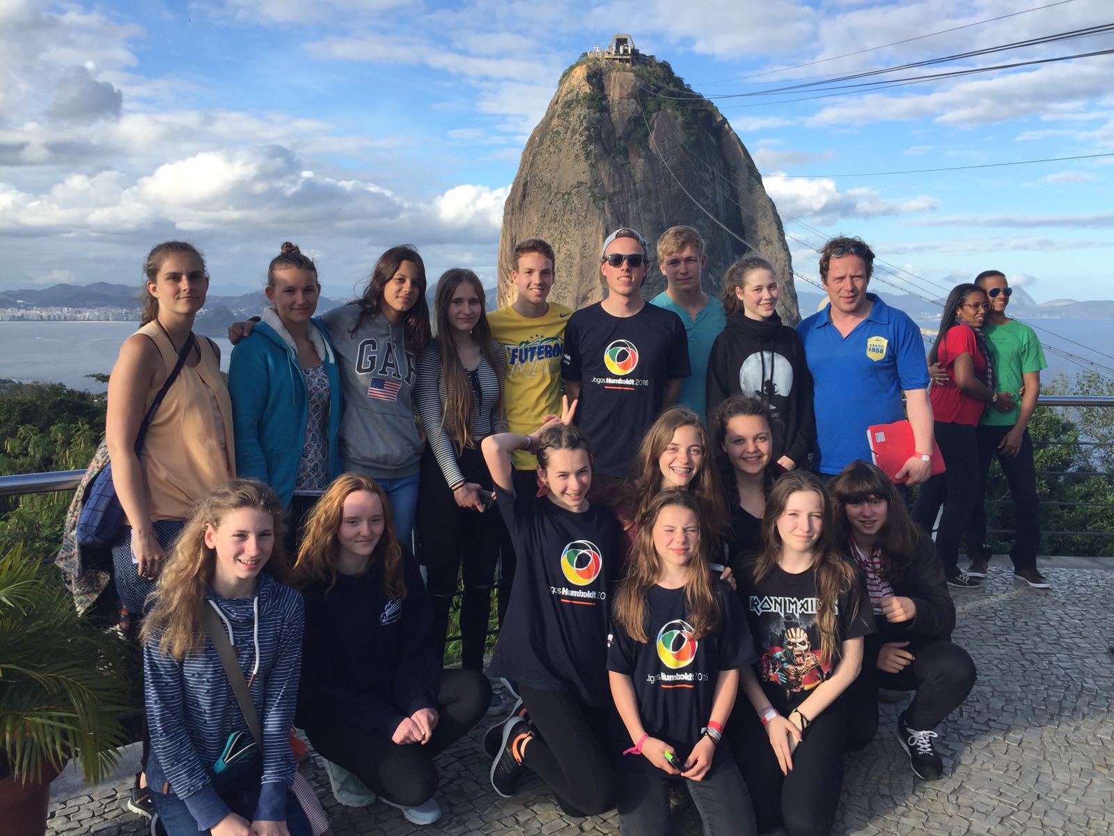 Scharfenberger Schüler und Lehrer auf dem Zuckerhut in Brasilien.